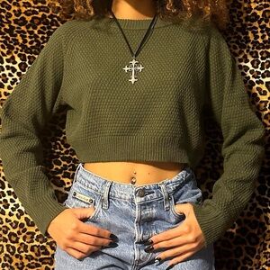 Green Cropped Sweater